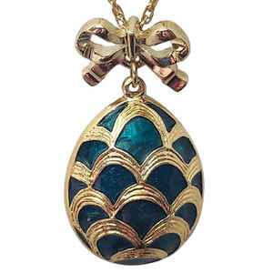 Vtg 1980s Avon Easter Egg Bow Pendant Necklace